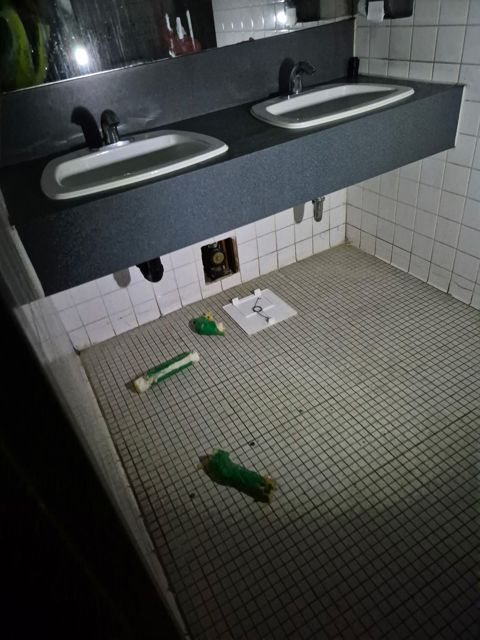 Washroom before cleanup