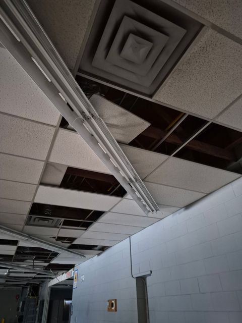 Ceiling damage before cleanup