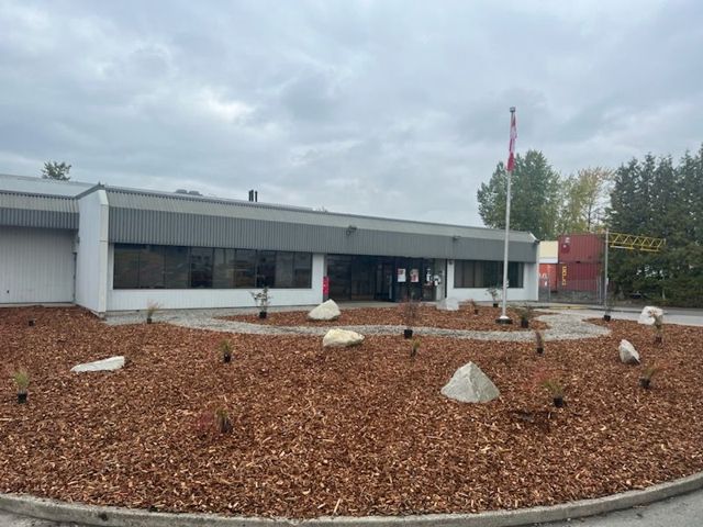 Completed planting bed at the building entrance
