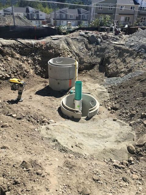 Precast base set and tamped
