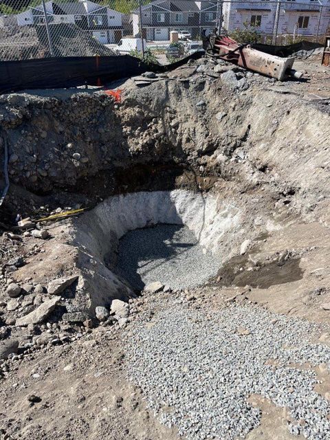 Excavation and rock base for the next structure