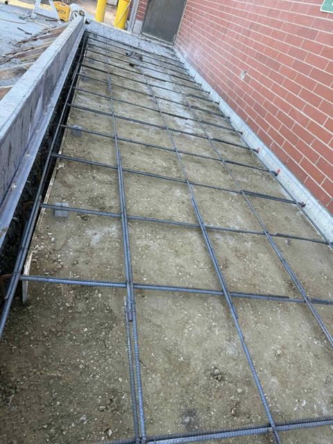Reinforcing steel on a compacted base, ready to pour
