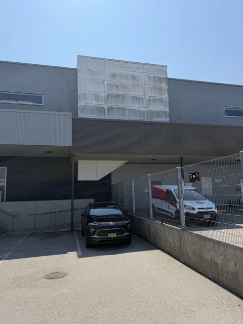 Failed fibre cement above the loading ramp